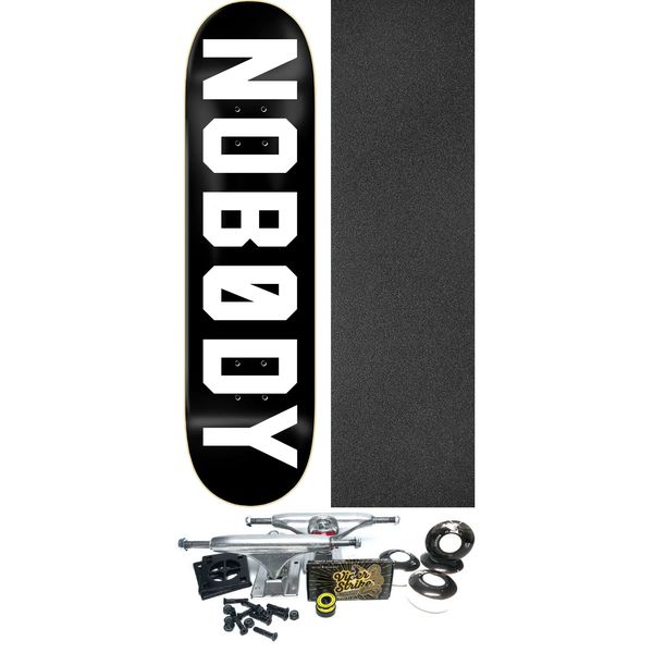 Zero Skateboards Nobody Black / White Skateboard Deck - 8.5" x 32.3" - Complete Skateboard Bundle